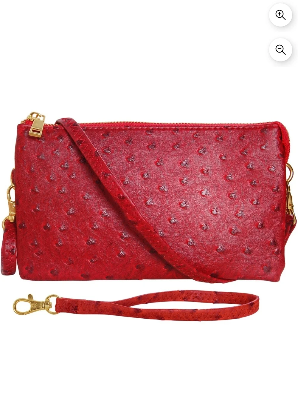 Humble Chic Vegan Leather Faux Ostrich Convertible Crossbody/Wristlet Strap